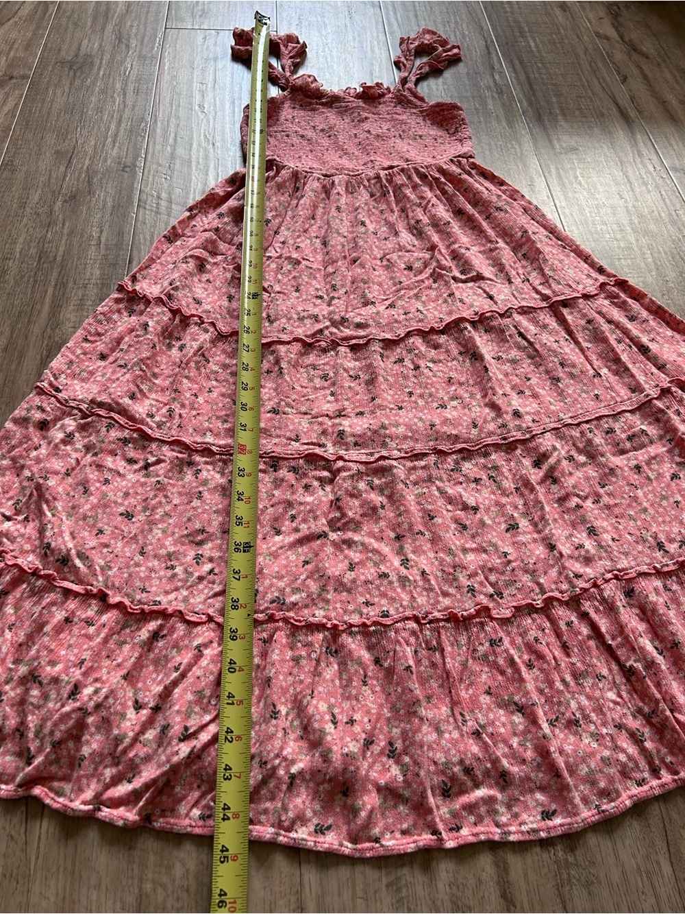 Papa Vancouver small shop Pink Floral Tiered Sundress smocked top Ruffle Straps - Picture 3 of 5